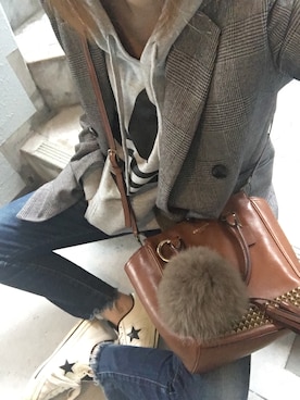 「CONVERSE（コンバース）のCONVERSE コンバース ONE STAR(A) 32340280 OX *WHITE/BLACK （スニーカー）」を使った、sayakaさん（レディース・158cm）の秋コーディネート