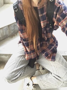 「CONVERSE（コンバース）のCONVERSE コンバース ONE STAR(A) 32340280 OX *WHITE/BLACK （スニーカー）」を使った、sayakaさん（レディース・158cm）の秋コーディネート