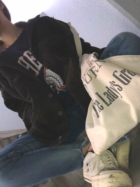 「CONVERSE（コンバース）のCONVERSE コンバース ONE STAR(A) 32340280 OX *WHITE/BLACK （スニーカー）」を使った、sayakaさん（レディース・158cm）の冬コーディネート