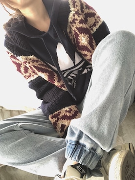 「CONVERSE（コンバース）のCONVERSE コンバース ONE STAR(A) 32340280 OX *WHITE/BLACK （スニーカー）」を使った、sayakaさん（レディース・158cm）の冬コーディネート