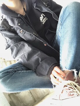 「Ungrid（アングリッド）のフレイドヘムストスリ（デニムパンツ）」を使った、sayakaさん（レディース・158cm）の春コーディネート