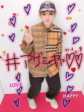 「バーバリー」｜「アイテム（キャップ）」を使った、GEEKMANさん（メンズ・180cm）の秋コーディネート