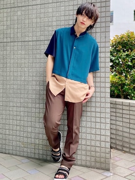 「markaware（マーカウェア）のアイテム（スラックス）」を使った、RYOさん（メンズ・165cm）の春コーディネート