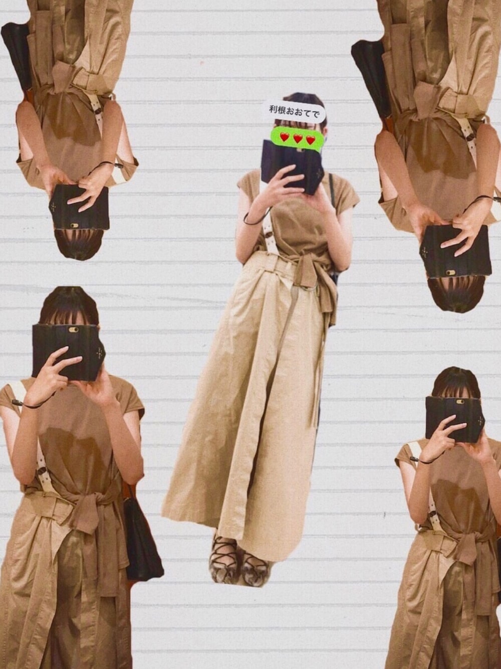 「ootd、パイソン柄、レイヤード風、vintage、おしゃれさんと繋がりたい、しまむら、ヴィンテージ」｜「AmeriのSUSPENDER LAYERED SKIRT（スカート、ベージュ系）」を使った、かりんとうさん（レディース・163cm）の夏コーディネートの1枚目の写真