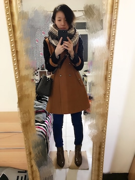 「アイテム（ダッフルコート、オレンジ系）」を使った、淑女海盗さん（レディース・163cm）の冬コーディネート