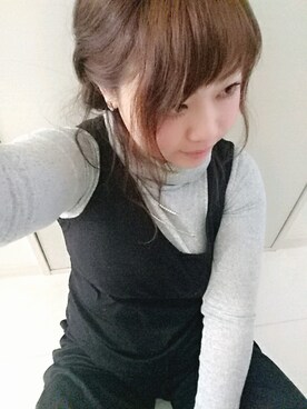 「AZUL by moussy（アズールバイマウジー）のアイテム（タンクトップ）」を使った、HAaa♡さん（レディース・156cm）の冬コーディネート