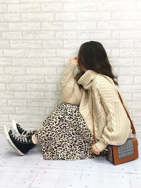 「ヒョウ柄スカート」｜Mamiさん（レディース・159cm）の秋コーディネート