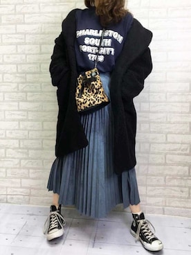 「ネイビーコーデ」｜「アイテム（その他アウター）」を使った、Mamiさん（レディース・159cm）の秋コーディネート
