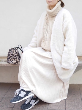 「CORNERS（コーナーズ）のきんちゃくバック（ハンドバッグ）」を使った、Mamiさん（レディース・159cm）の冬コーディネート