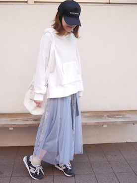 「アイテム（バッグ、ホワイト系）」を使った、Mamiさん（レディース・159cm）の冬コーディネート