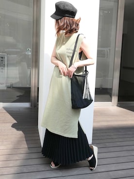 「ブラック」｜「アイテム（キャスケット）」を使った、Mamiさん（レディース・159cm）の春コーディネート