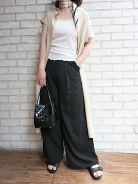 「アイテム（マフラー）」を使った、Mamiさん（レディース・159cm）の夏コーディネート