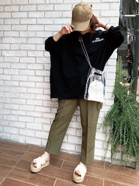 「CORNERS（コーナーズ）のアイテム（キャップ）」を使った、Mamiさん（レディース・159cm）の夏コーディネート