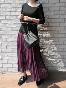 「パープル×黒」｜「アイテム（ファッション雑貨）」を使った、Mamiさん（レディース・159cm）の夏コーディネート