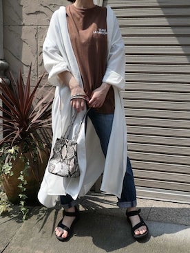 「シャツワンピ」｜Mamiさん（レディース・159cm）の夏コーディネート