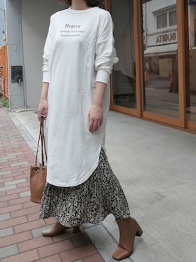 「スウェットワンピース」｜Mamiさん（レディース・159cm）の夏コーディネート