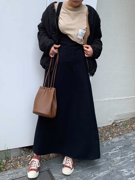 「リバーシブル」｜「アイテム（ジャンパースカート）」を使った、Mamiさん（レディース・159cm）の秋コーディネート
