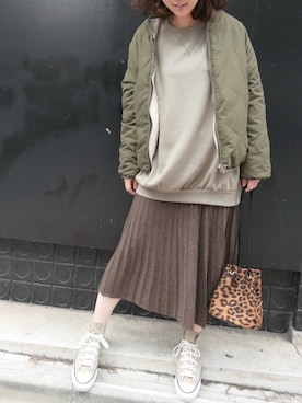 「CORNERS（コーナーズ）のアイテム（ブルゾン）」を使った、Mamiさん（レディース・159cm）の秋コーディネート