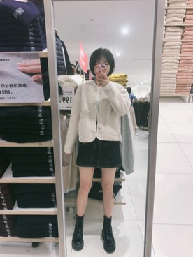 「休闲」｜「アイテム（ブルゾン）」を使った、陈西西_Ccさん（レディース・156cm）の秋コーディネート