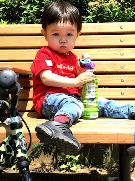 「A BATHING APE（アベイシングエイプ）のアイテム（その他）」を使った、AOSIXさん（キッズ・90cm）の夏コーディネート