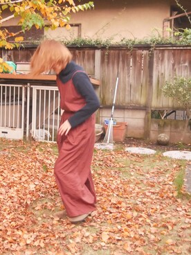 「アイテム（つなぎ/オールインワン、レッド系）」を使った、chill.さん（レディース・160cm）の冬コーディネート