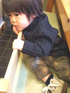 「おとなコーデ」｜「アイテム（チノパンツ）」を使った、♡aoiyuki♡さん（キッズ・70cm）の冬コーディネート