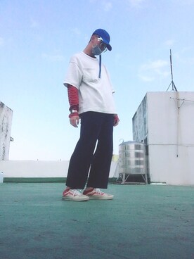 「VANS（バンズ）のアイテム（Slip-ons、ベージュ系）」を使った、오이민/Minminさん（メンズ・173cm）の冬コーディネート