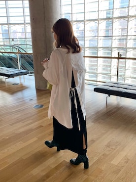 「LOWRYS FARM（ローリーズファーム）のストレッチヒールブーツ　851418（ブーツ）」を使った、emiさん（レディース・156cm）の冬コーディネート