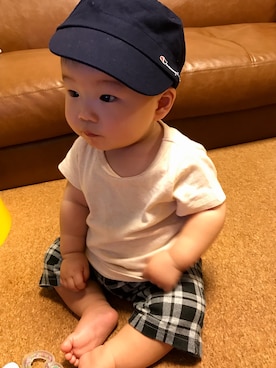 「Birthday（バースデイ）のアイテム（Tシャツ/カットソー、ベージュ系）」を使った、さくままさんの夏コーディネート
