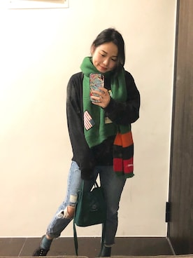 「PULL&BEAR（プルアンドベア）のアイテム（ローファー）」を使った、Woof💤さん（レディース・151cm）の冬コーディネート