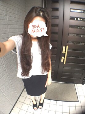 「Noble（ノーブル）のアイテム（Tシャツ/カットソー、グレー系）」を使った、ぽてさん（レディース・166cm）の夏コーディネート