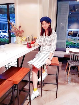 「RETRO GIRL（レトロガール）のアイテム（シャツワンピース）」を使った、Livaさん（レディース・174cm）の秋コーディネート