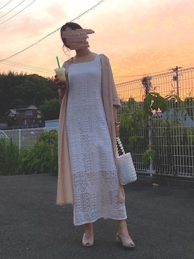 「ビーズバッグ」｜「アイテム（腕時計）」を使った、あっかんさん（レディース・158cm）の夏コーディネート