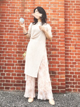 「シアーワンピース」｜「アイテム（その他シューズ）」を使った、あっかんさん（レディース・158cm）の夏コーディネート