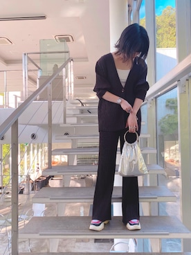 「moussy」｜「アイテム（ノーカラージャケット）」を使った、あっかんさん（レディース・158cm）の秋コーディネート