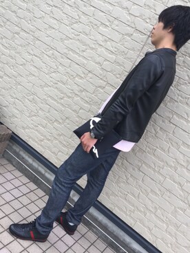 「KENZO（ケンゾー）のアイテム（クラッチバッグ）」を使った、つねさん（メンズ・186cm）の秋コーディネート