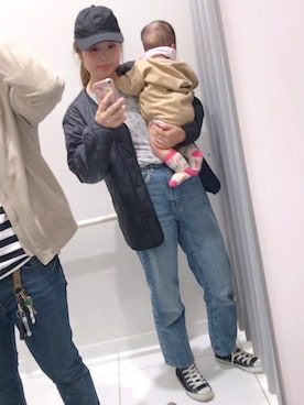 「デニム#キャップ#ママ」｜SaRaさん（レディース・164cm）の春コーディネート