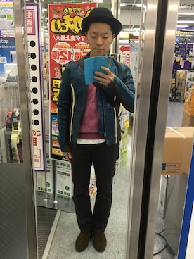 「ルード」｜「アイテム（ライダースジャケット）」を使った、フローディングさん（メンズ・165cm）の冬コーディネート