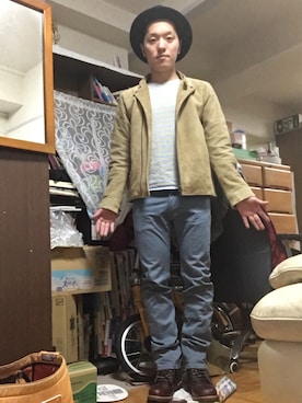 「shama（シャマ）のアイテム」を使った、フローディングさん（メンズ・165cm）の春コーディネート