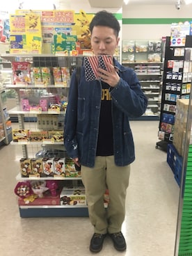 「アイテム（ブーツ、ブルー系）」を使った、フローディングさん（メンズ・165cm）の春コーディネート