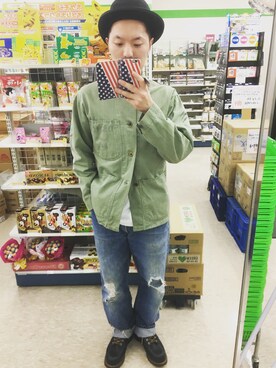 「アイテム（ブーツ、ブルー系）」を使った、フローディングさん（メンズ・165cm）の春コーディネート