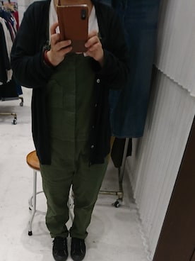 「Johnbull（ジョンブル）のアイテム（サロペット/オーバーオール、グリーン系）」を使った、みさびっちさん（レディース・146cm）の春コーディネート
