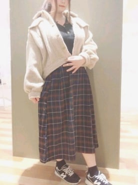 「ボア」｜「アイテム（デニムジャケット）」を使った、.*･ﾟrisa.ﾟ･*.さん（レディース・160cm）の秋コーディネート