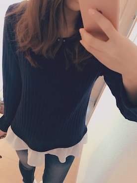 「Avail（アベイル）のアイテム（Tシャツ/カットソー、ブルー系）」を使った、m.iさん（レディース・158cm）の冬コーディネート