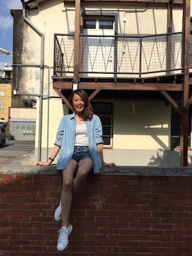 「shorts」｜「アイテム（ジャケット/アウター）」を使った、Tina W.さん（レディース・153cm）の夏コーディネート