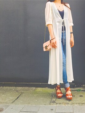 「レースタンク」｜KAHOさん（レディース・161cm）の夏コーディネート