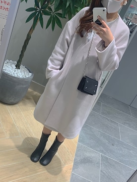 「マルジェラ」｜「アイテム（ノーカラーコート）」を使った、KAHOさん（レディース・161cm）の春コーディネート