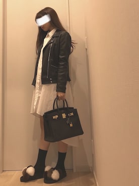 「HERMES」｜「アイテム（シャツワンピース）」を使った、RCさん（レディース・156cm）の秋コーディネート