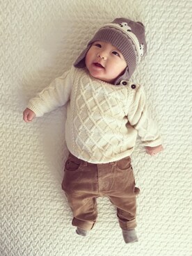 「sense of wonder（センスオブワンダー）のアイテム（帽子）」を使った、rinrinさん（キッズ・60cm）の冬コーディネート