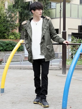 メンズのミリタリージャケット グリーン カーキ 緑色系 サテン コーディネート Zozotown